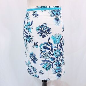Talbots Turquoise Floral Pencil Skirt